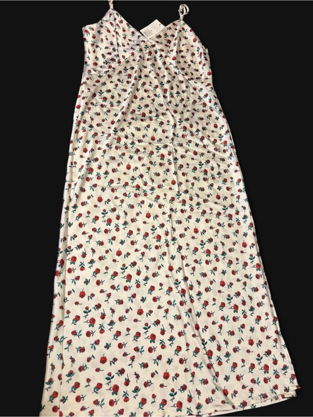 Target Cream Floral Maxi Dress with Red Rose Print